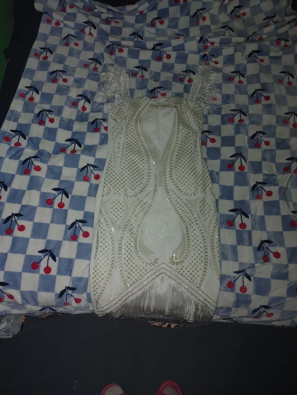 Ivory Beaded Fringe Dress